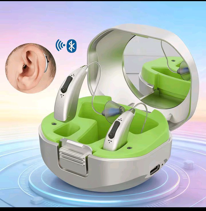 The hearing aids and charging case exactly as photographed on the retailer's listing